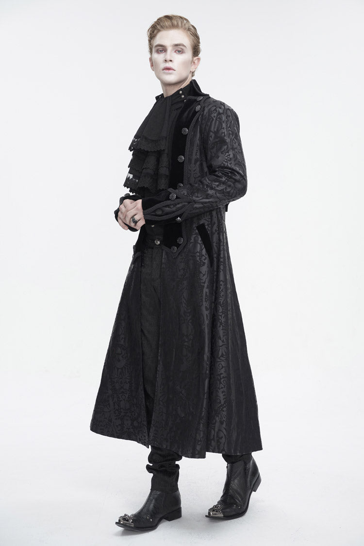 Men's Gothic Coat with Totem Print and Long Cut