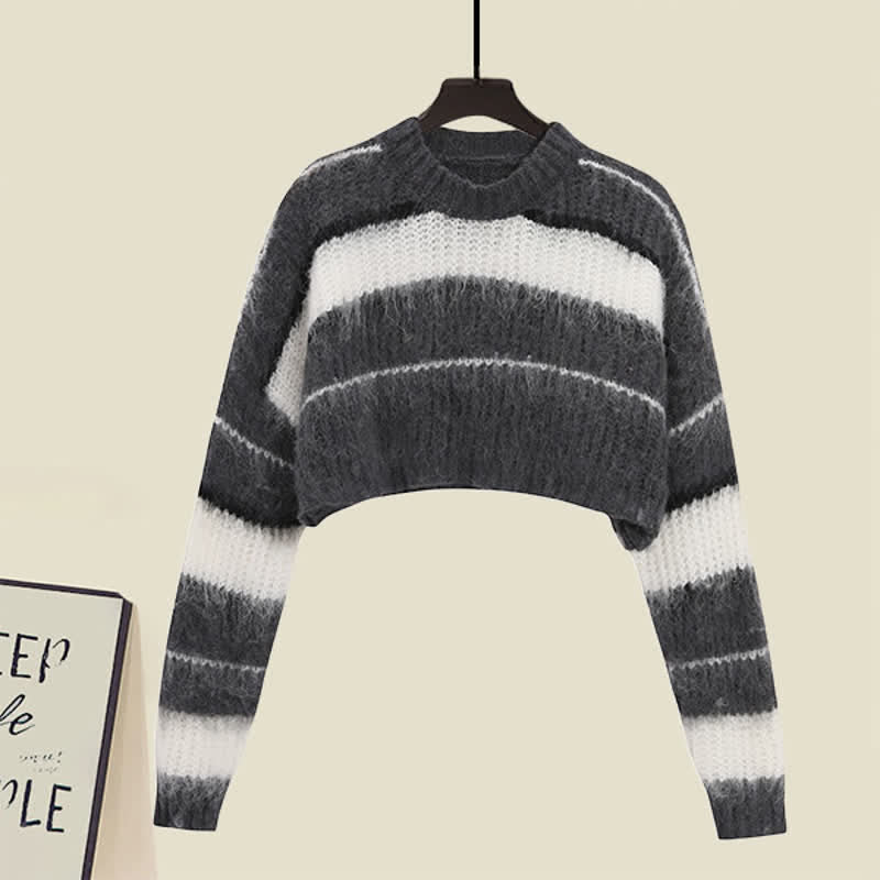 Sweater Stripe Chic Slip Two Dress Pieces