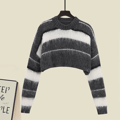 Sweater Stripe Chic Slip Two Dress Pieces