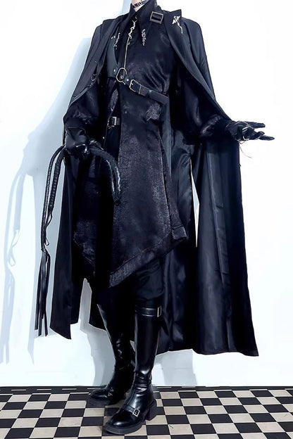 Long-Sleeve Gothic Ouji Trench Coat for Men
