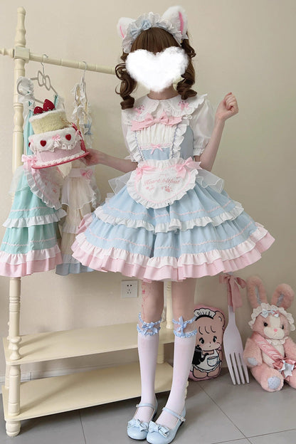 Cat-Ear Story Layered Ruffled Bowknot JSK Lolita Dress in Four Colors