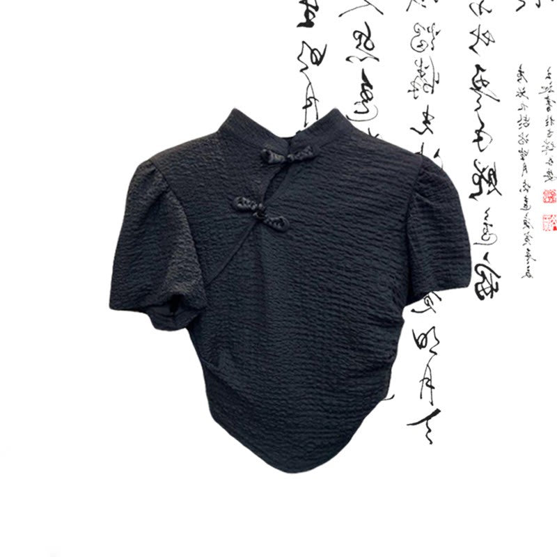 Pleated Buckle Lace-up Shirt Vintage Skirt