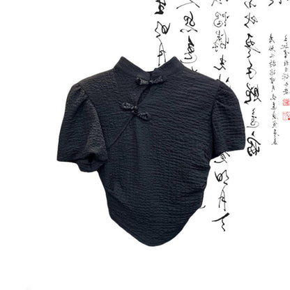 Pleated Buckle Lace-up Shirt Vintage Skirt