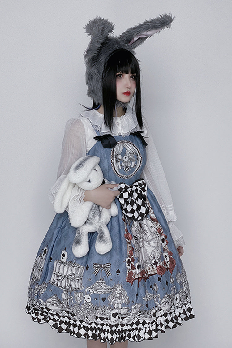 Alice Bunny and Princess Party Print Sleeveless Bow Gothic JSK