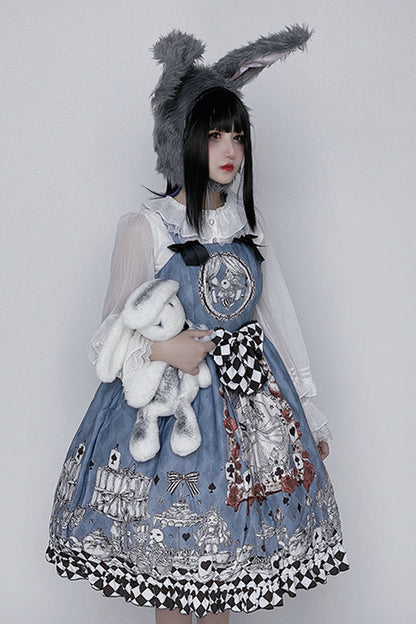 Alice Bunny and Princess Party Print Sleeveless Bow Gothic JSK