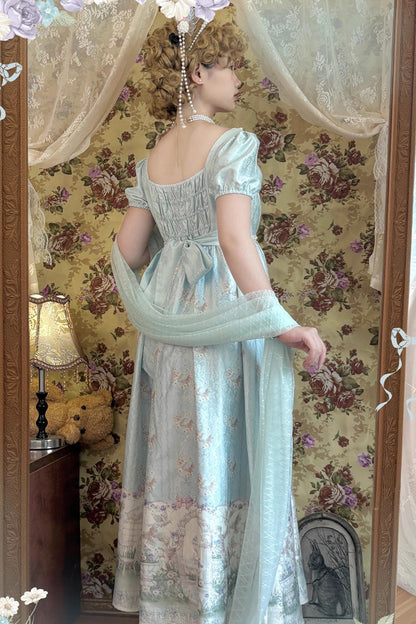 Emerald Spring of Nai Square Collar Short Sleeves Pearl Elegant Lolita Dress