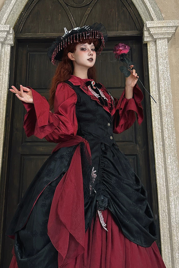 Moonlit Return Boned Gothic Elegant Lolita Skirt - Noir