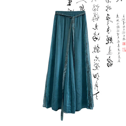 Cami Top Cardigan Wide Lace-up Vintage Leg Pants