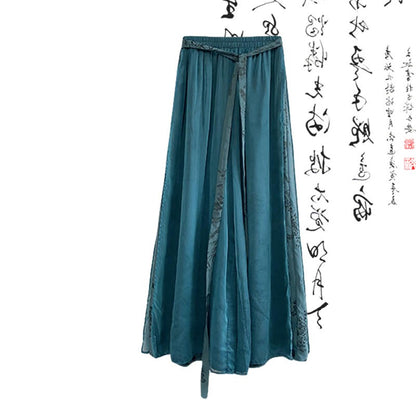 Cami Top Cardigan Wide Lace-up Vintage Leg Pants