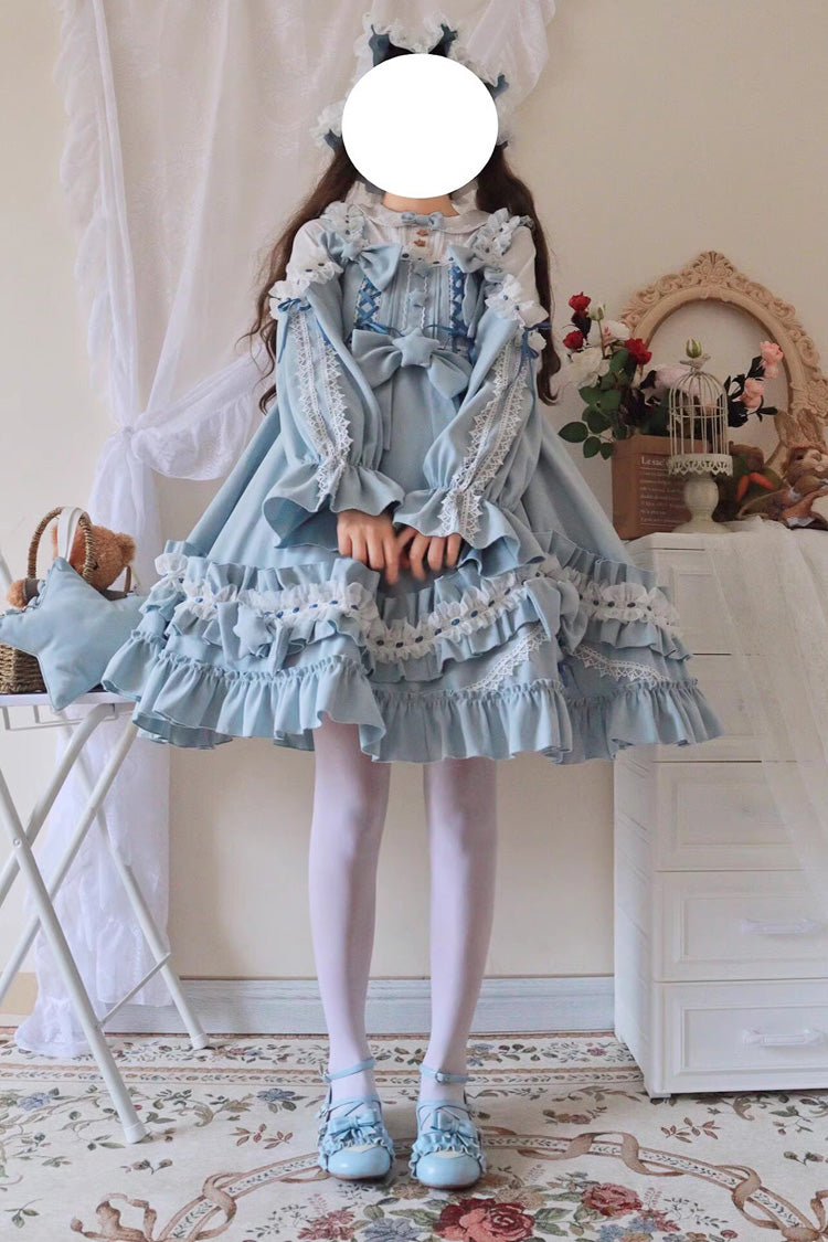 Ruffle Embroidered Ribbon Sweet Lolita Dress Trio