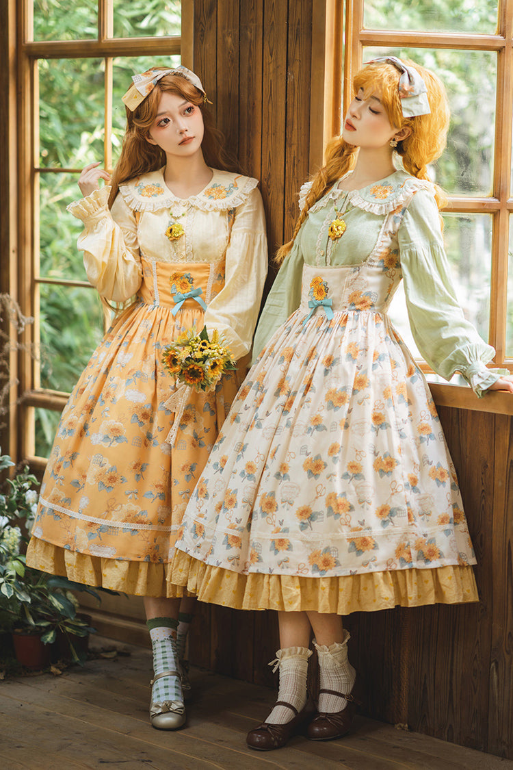 Amber Sleeveless Ruffled Bow Sunflower JSK Chic Attire