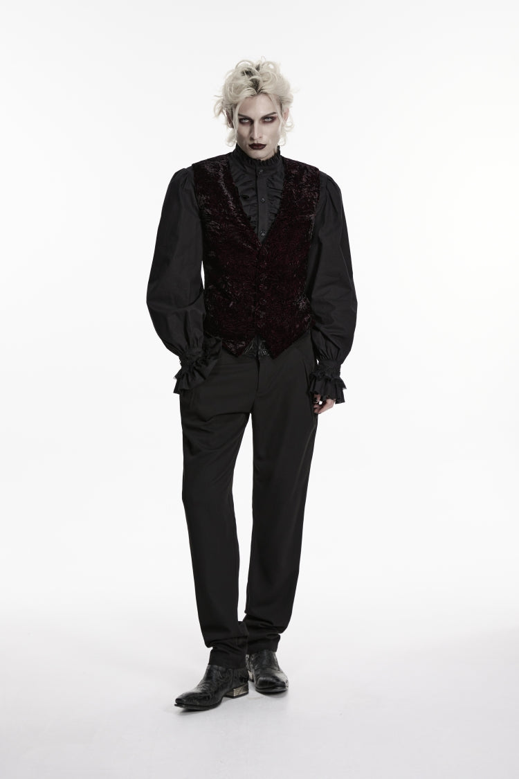 V Collar Velvet Retro Vest with Buckle