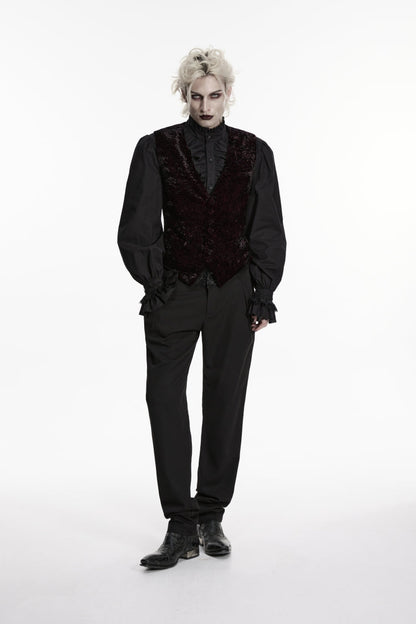 V Collar Velvet Retro Vest with Buckle