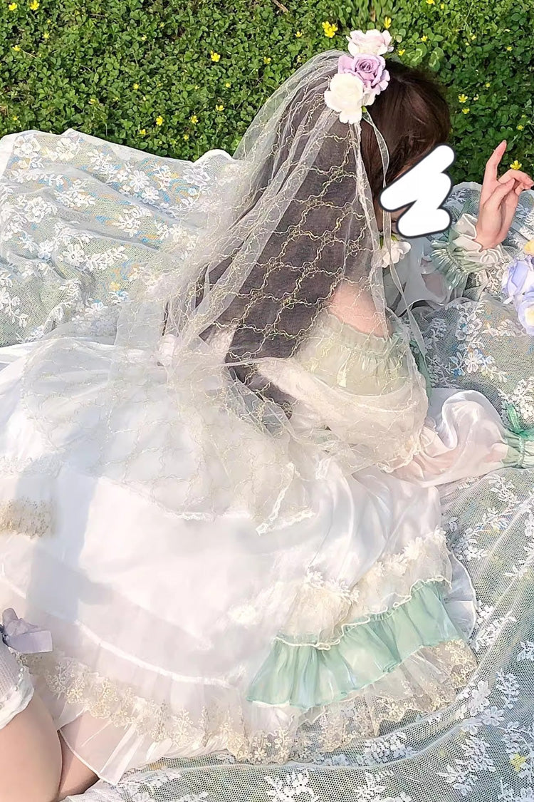 Emerald Ruffled Lace-Up Princess Lolita Dress - Spring Boliya