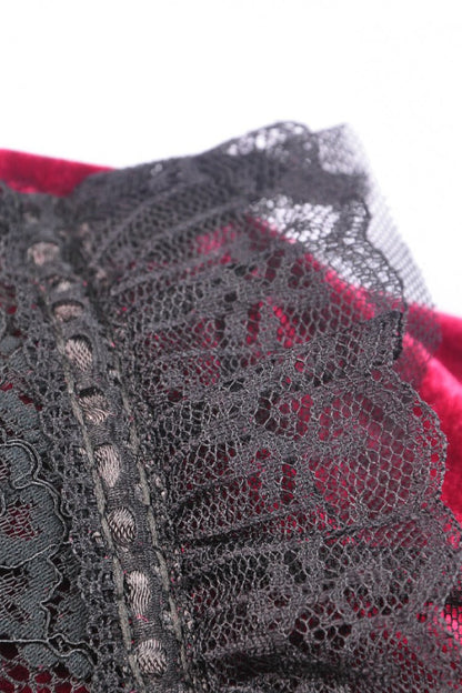 Vintage Long Sleeve Lace Collar Cross Gothic Velvet Dress for Women