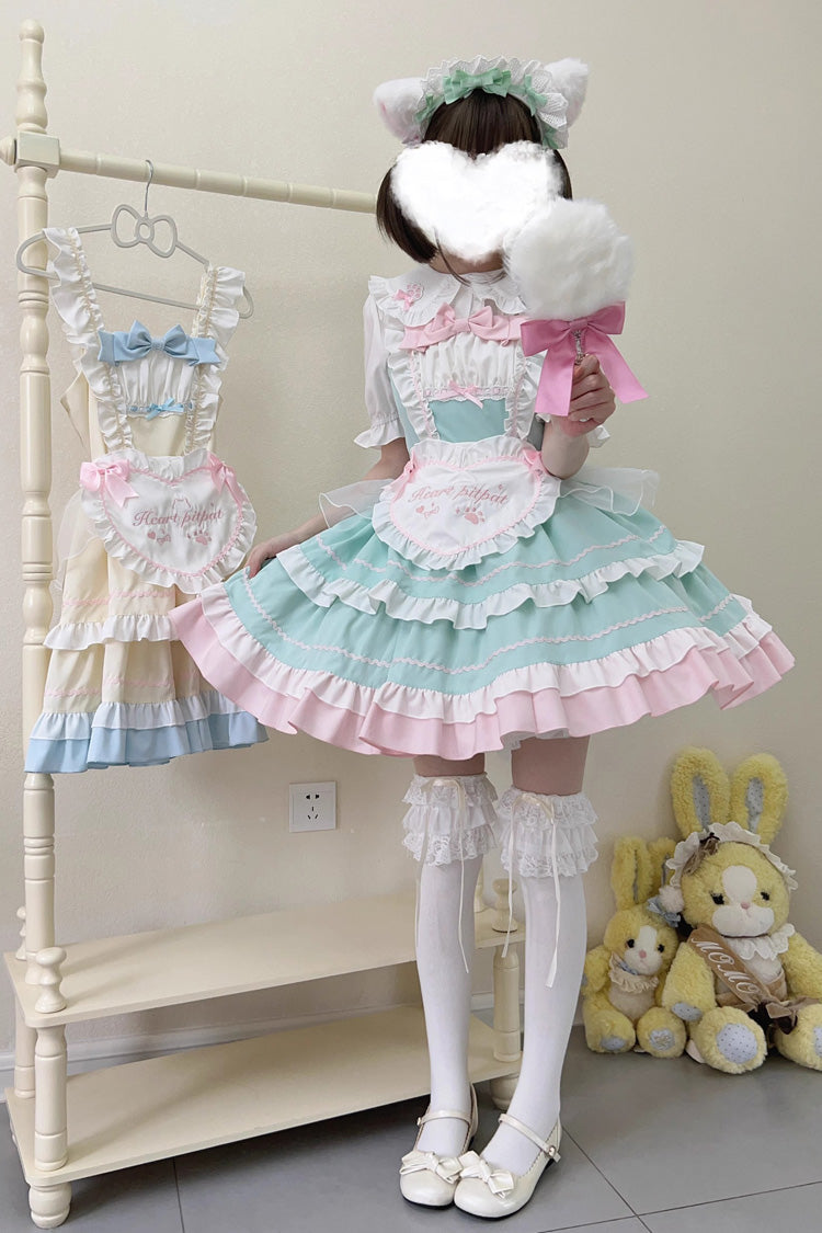 Cat-Ear Story Layered Ruffled Bowknot JSK Lolita Dress in Four Colors