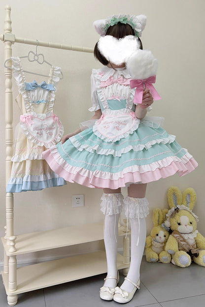 Cat-Ear Story Layered Ruffled Bowknot JSK Lolita Dress in Four Colors