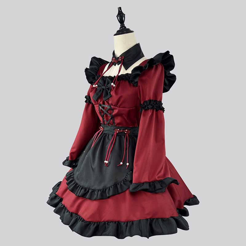 Rot-schwarzes Maid Gothic Devil Lolita Kleid