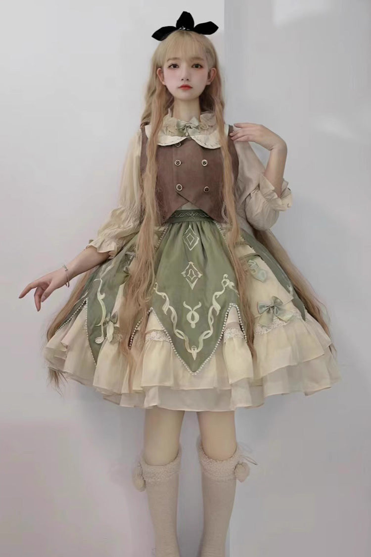 Emerald Multi-Layer Print Bow Lolita 3-Piece Set - Wizard of Oz