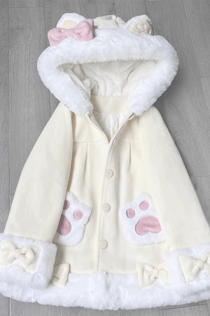 Calico Cat Long-Sleeve Hooded Daily Sweet Lolita Coat in Three Colors