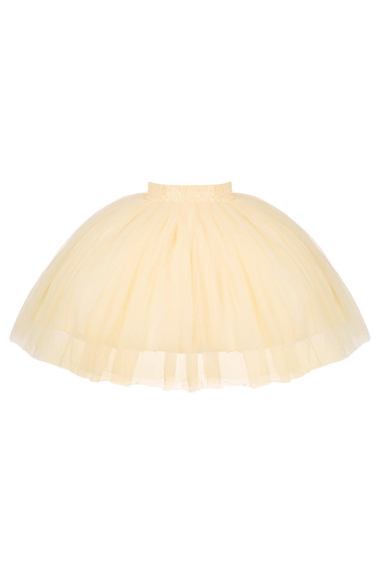 Sissi's Pilgrimage Off Shoulder Ruffle Bow Lace Sweet Lolita Short Skirt in Yellow