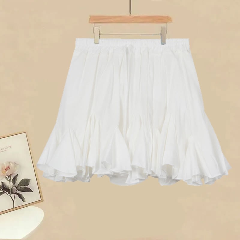 Puffy Pieces Top Skirt Flower 3D Two Irregular Set