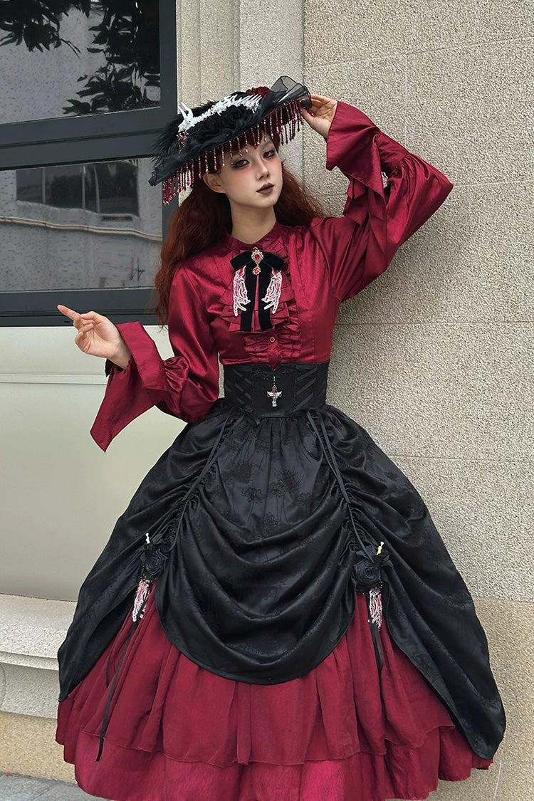 Moonlit Return Boned Gothic Elegant Lolita Skirt - Noir