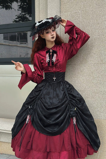Moonlit Return Boned Gothic Elegant Lolita Skirt - Noir