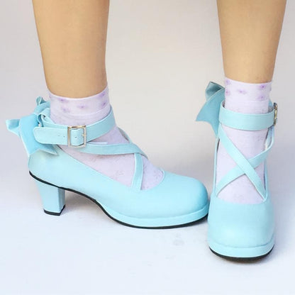 SP168138 Shoes Blue Bow Made Lolita Custom Baby