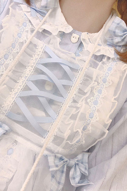 Lapel Collar OP Dress Sweet Lolita Bowknot Love Pockets Ruffled - Altfashion Shop