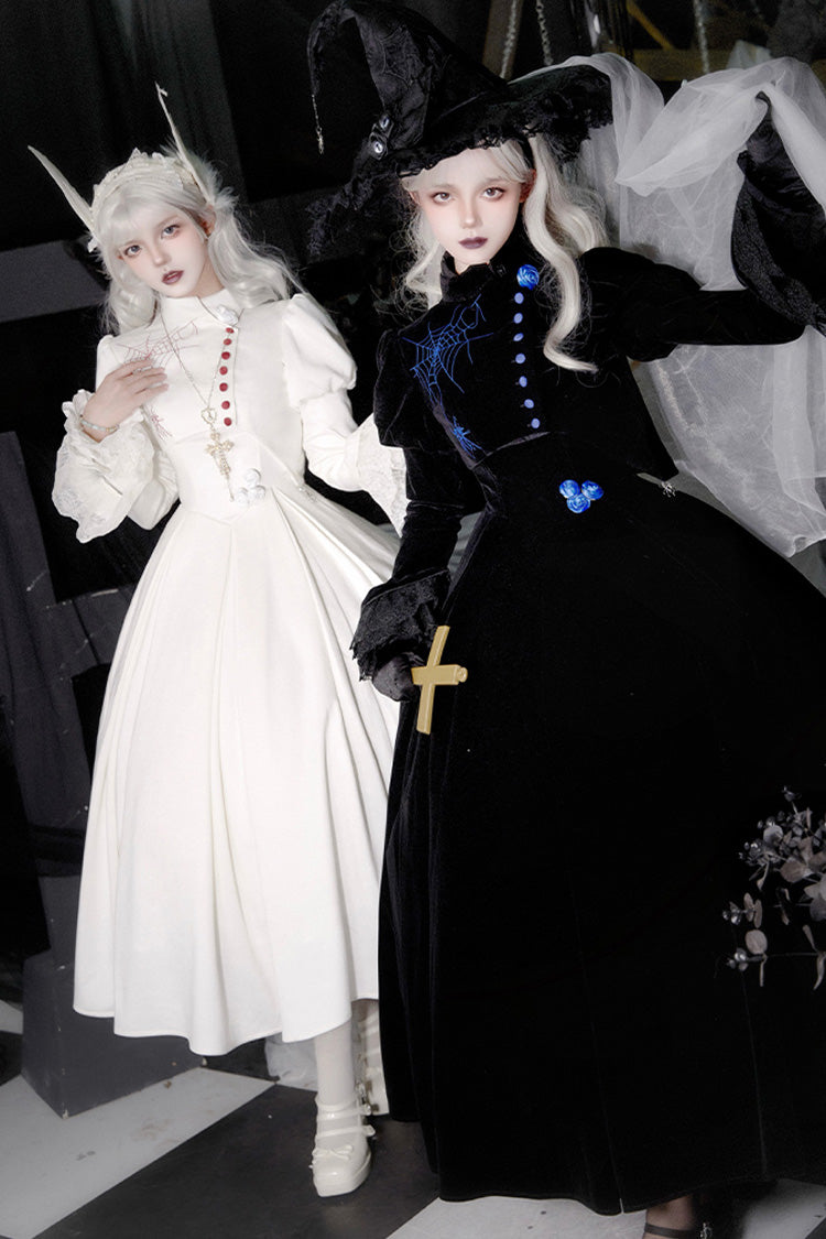 Gothic Lolita Night Poems Embroidery Fishbone Corset Dress