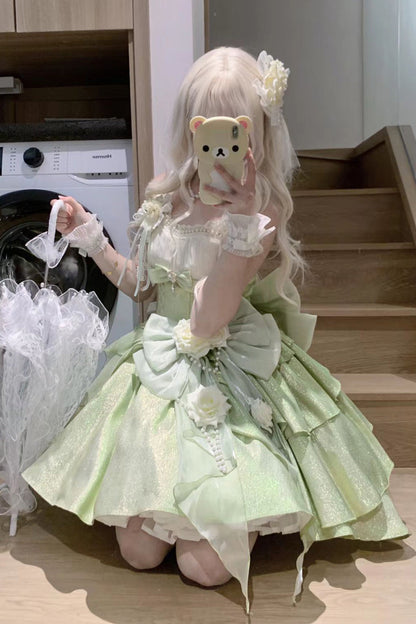 Emerald Hanayome Bow Princess Lolita JSK - Rose Heart