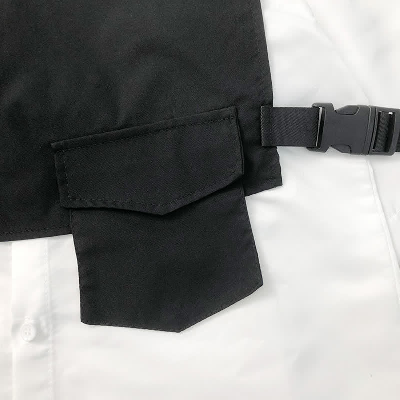 Vest Black Buckle Chain Pants Pocket Cargo T-Shirt Shorts