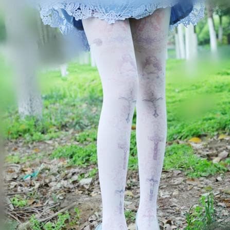 SpreePicky Lolita Pastel Cute Angels Crosses Printing Tights SP130266