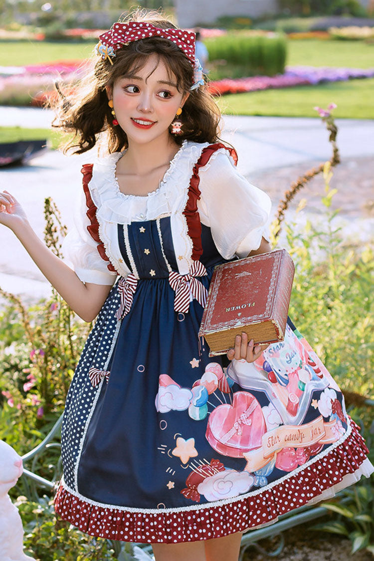 Candy-Print Star-Button Sweet Lolita JSK Dress