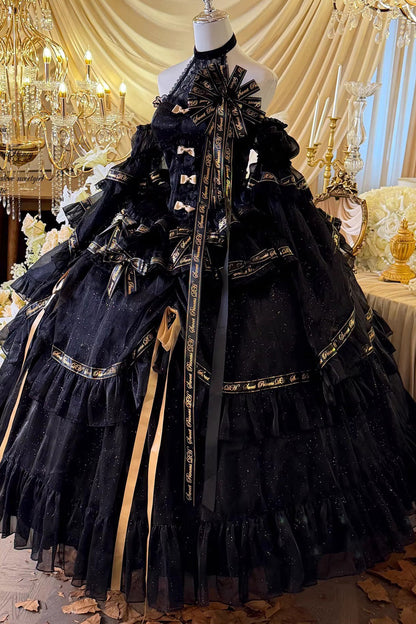 Double-Layered Ruffled Princess JSK with Bow Accents