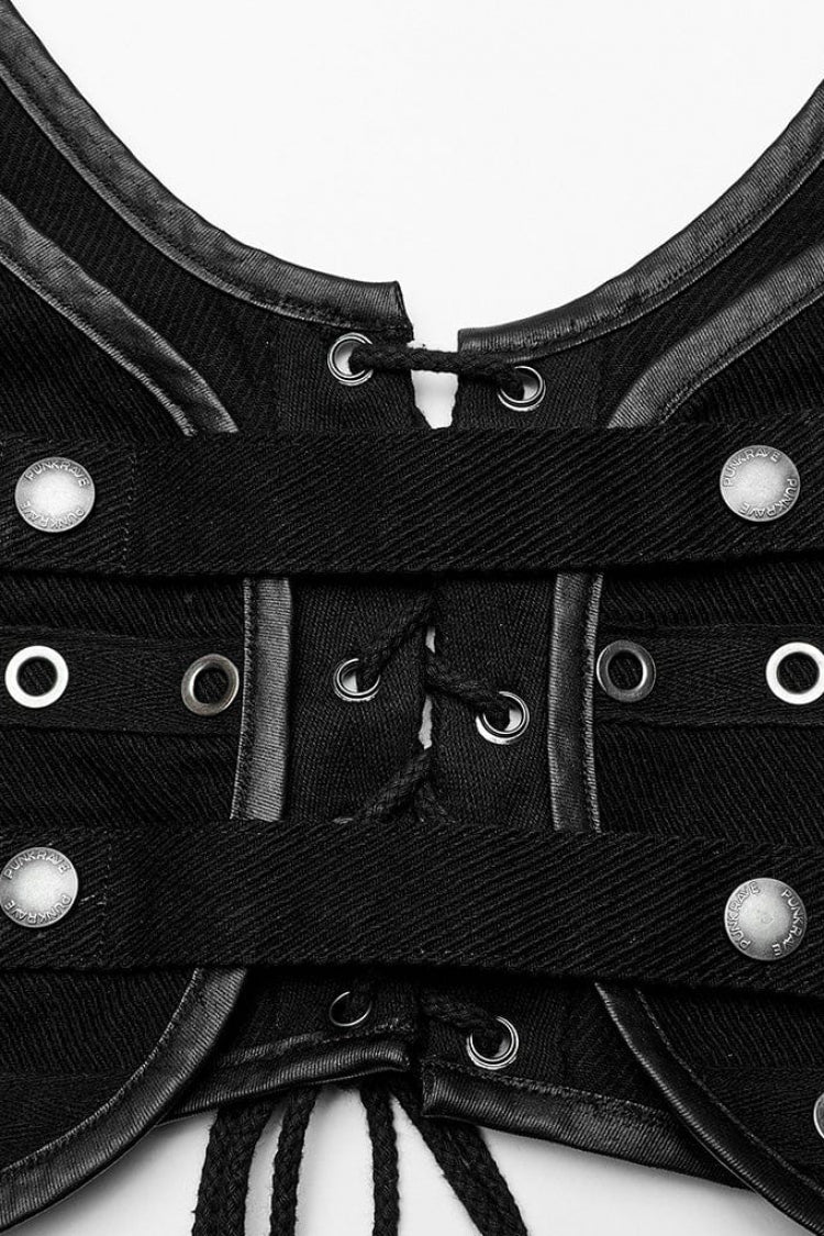 Steampunk Vest with Snake Buckle and Metal Accents for Her