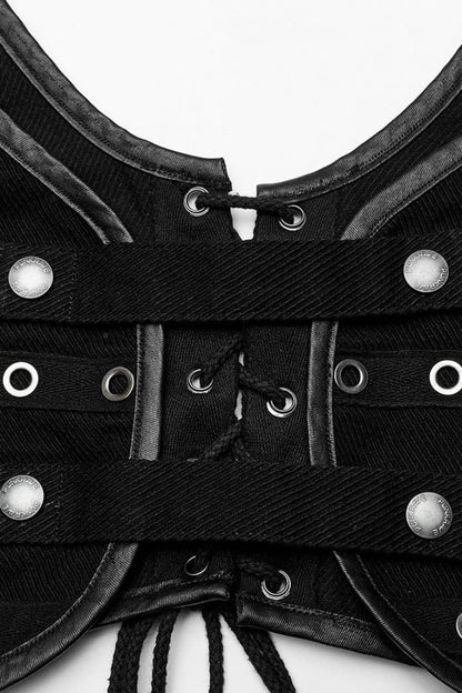 Steampunk Vest with Snake Buckle and Metal Accents for Her
