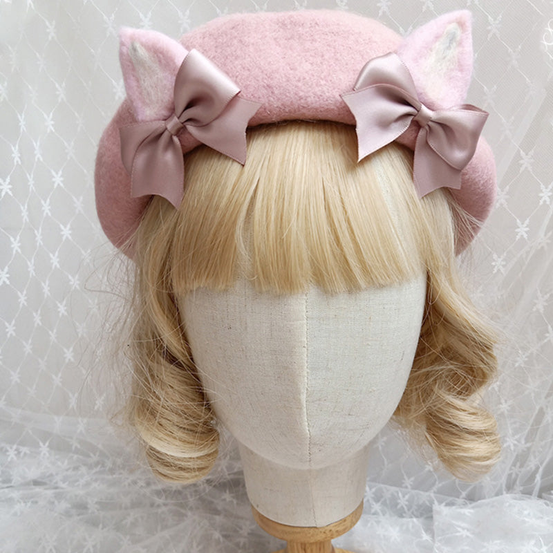 Cute Woolen Bow Beret Warm