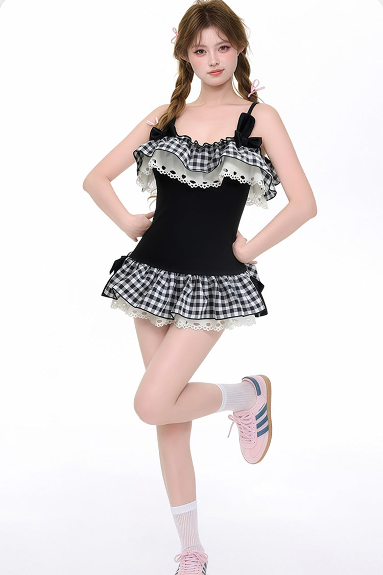 Lolita Swimsuit with Bow and Lace Accents