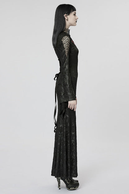 Long Sleeve Hollow Embroidery Women's Gothic Dress