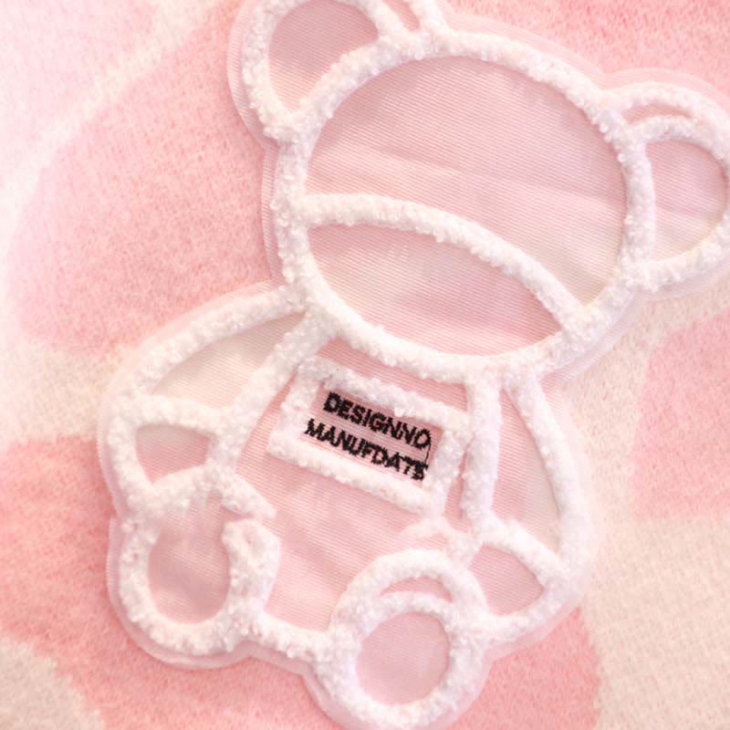 Sweater Bear Cartoon Print Set Split Skirt