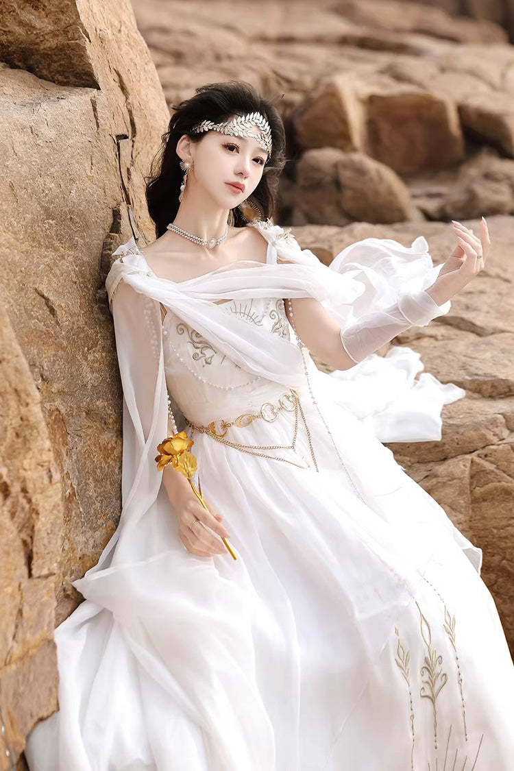 Chain Decorated Sweet Elegant Lolita Dress - White Aurelia of the Holy Light