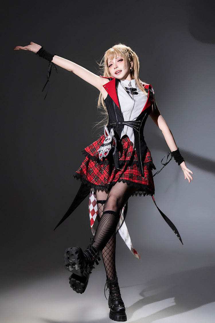 Rock Bunny Punk Lolita Skirt Set with Embroidery - Noir