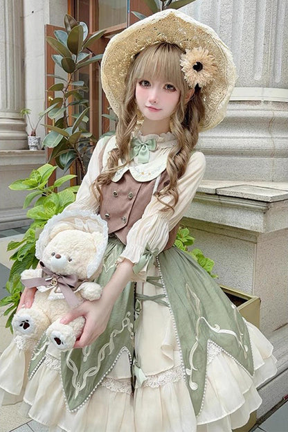 Emerald Multi-Layer Print Bow Lolita 3-Piece Set - Wizard of Oz