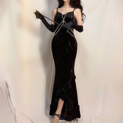 Vintage V-neck Fishtail Slip Dress