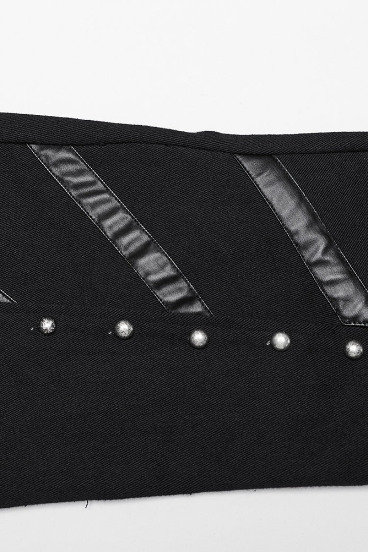 Punk Flared Trousers with Mesh and Metal Studs