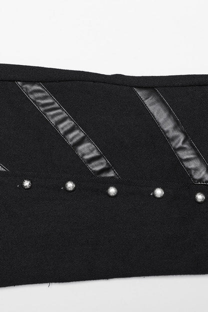 Punk Flared Trousers with Mesh and Metal Studs