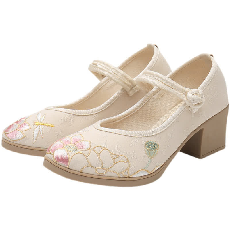 Vintage Lotus Canvas High Heel Schuhe