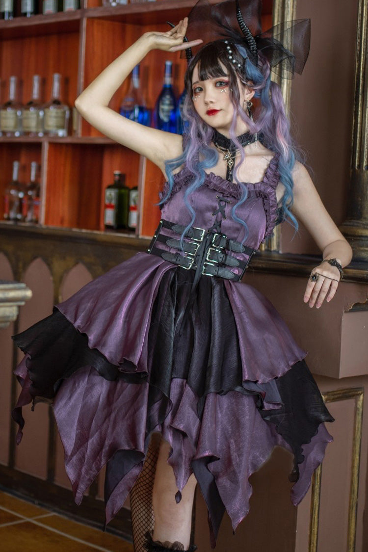 Purple Gothic Lolita Multi-Layered Asymmetric JSK Dress